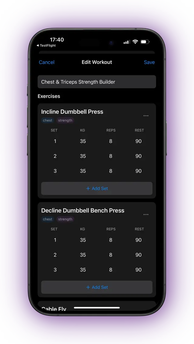 Customisable Workouts